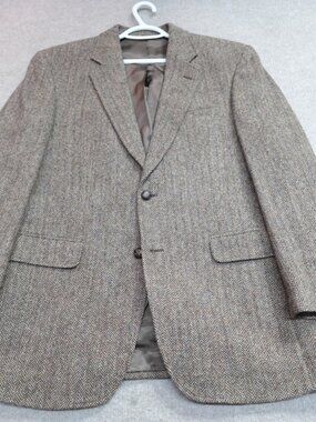 Harris Tweed Sport Coat 41R Brown Herringbone Wool Speckled Tweed